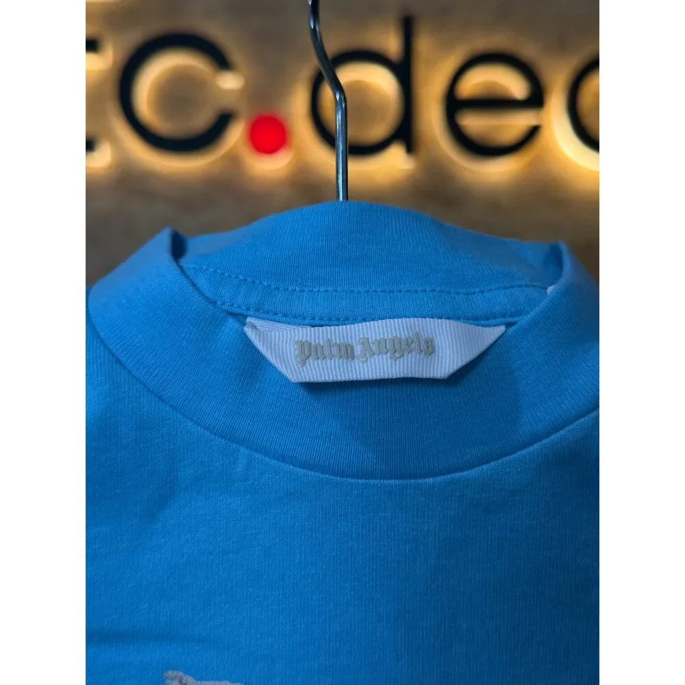 Palm Angels Kids Decapitated Teddy Bear T-Shirt Blue Size 4Y Boys 100% Cotton